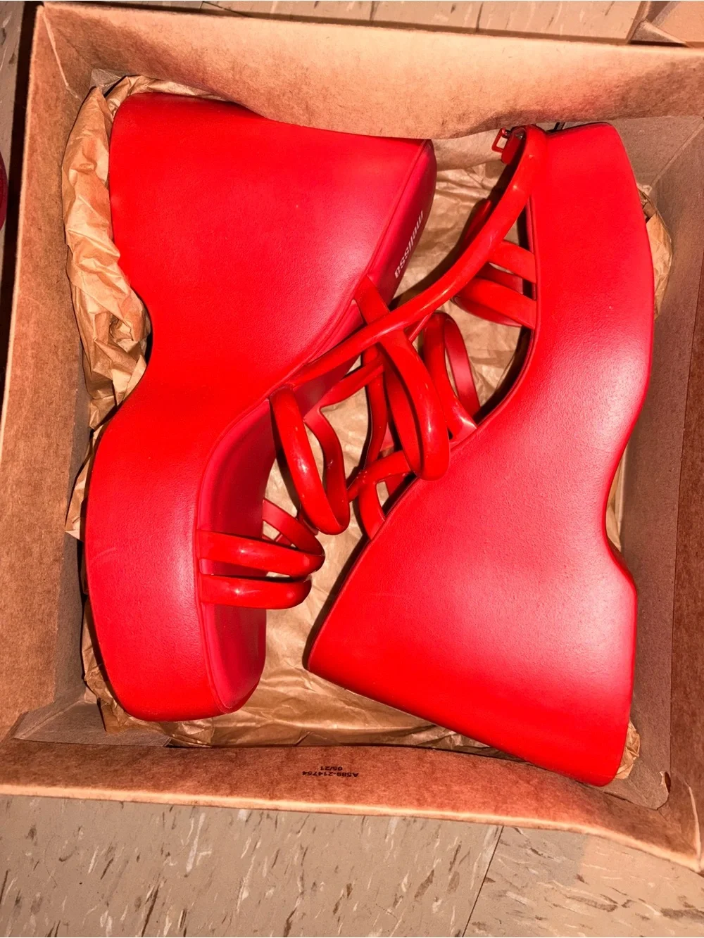 Melissa Red Platform Wedge Sandals - Women's Strappy Heels